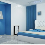 Desain Kamar Tidur Minimalis Kombinasi warna biru dan putih