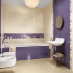 Desain kamar mandi nuansa ungu